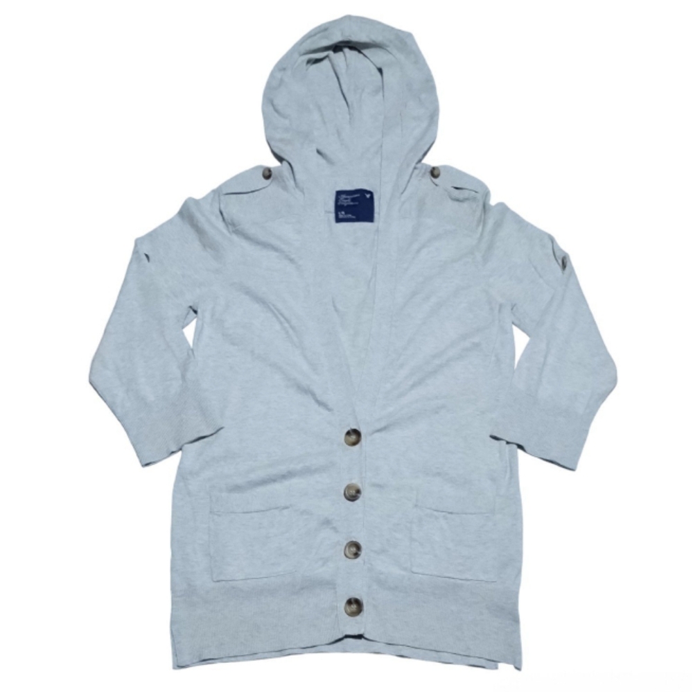 WOMEN'S (SIZE L) AMERICAN EAGLE BUTTON DOWN HOODED CARDIGAN